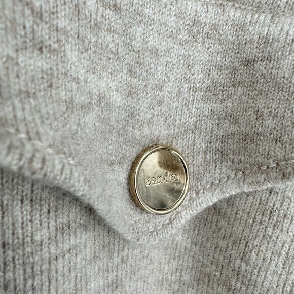 Sandro Hedwige Long Sleeve Button Down Sweater Shirt Dress Beige Size 1 - Picture 8 of 8